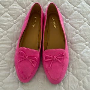 Jcrew pink suede loafers with bow - sz 8.5